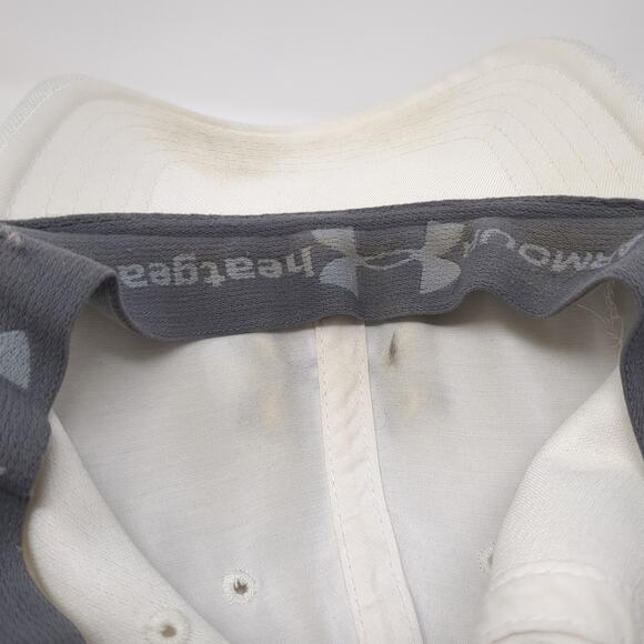 Under Armour Heatgear Fitted Baseball Cap White XL Embroidered Vented Holes - Picture 8 of 9